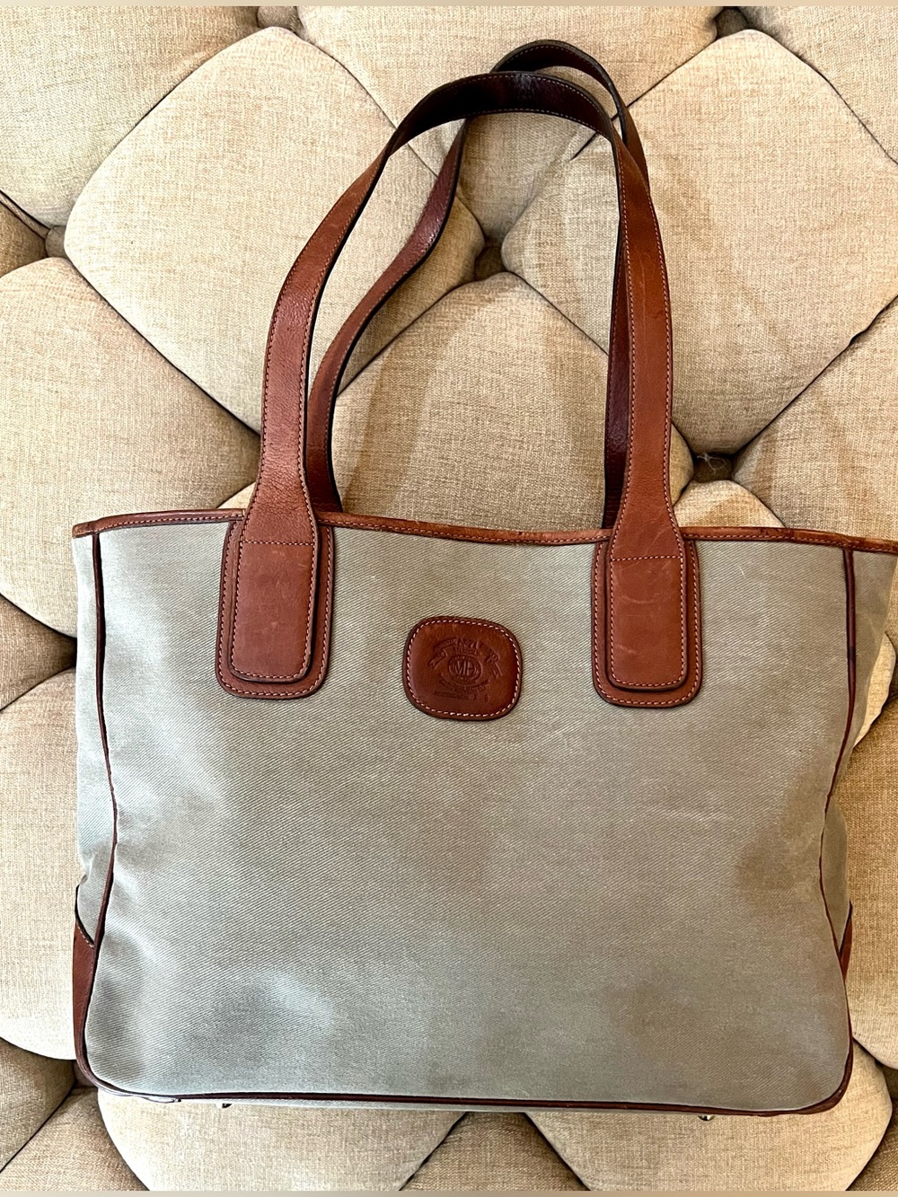 Vintage Ghurka No. 71 Stadium Canvas Leather Shoulder Tote Bag